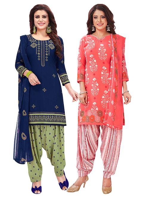 set of 2 unstitched salwar suit set - 18343961 - Very Small Image - 1