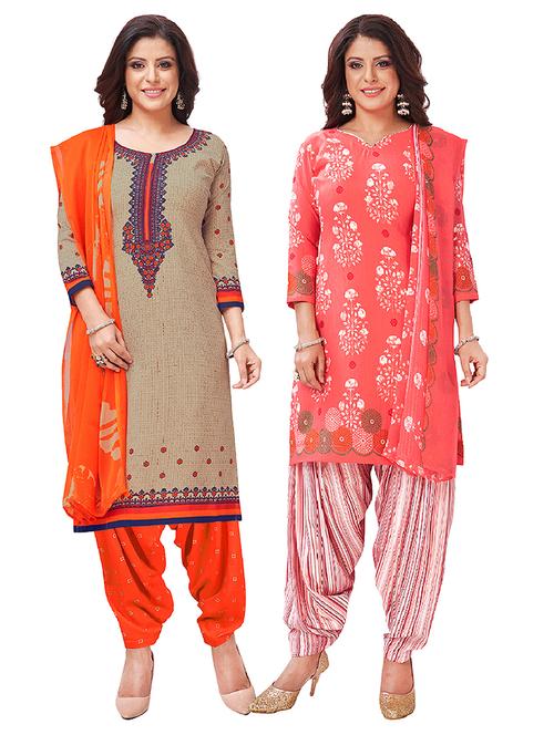set of 2 unstitched salwar suit set - 18343983 - Very Small Image - 1