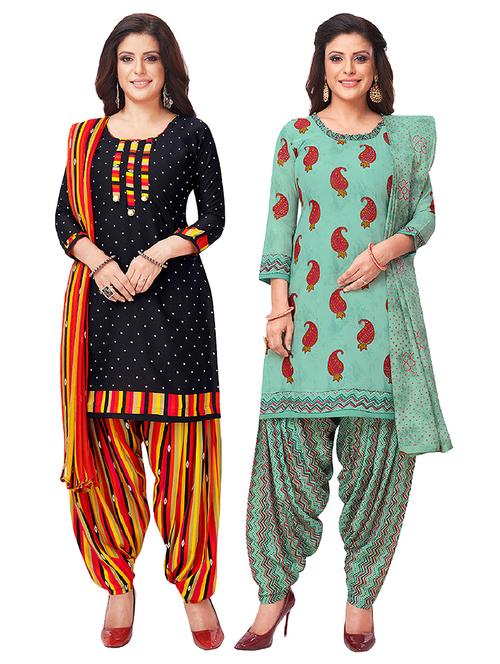 set of 2 unstitched salwar suit set - 18343999 - Very Small Image - 1