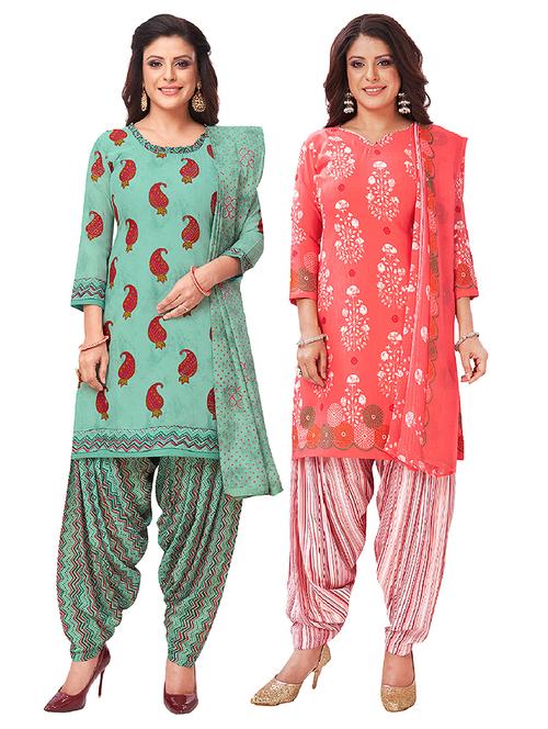 set of 2 unstitched suit set - 18344136 - Very Small Image - 1