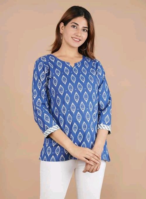 ladies cotton printed short kurti - 18344352 - Very Small Image - 1