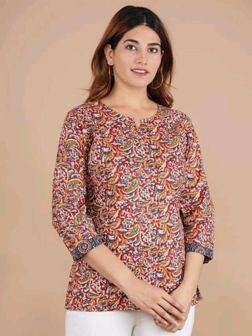 ladies cotton printed short kurti multi - 18344354 - Very Small Image - 1