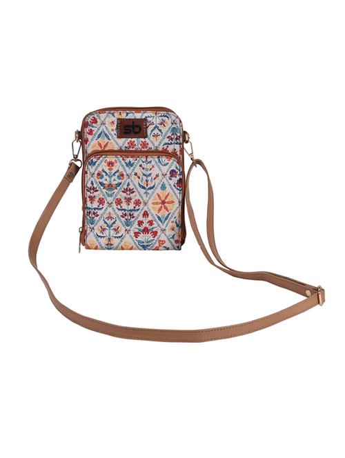 cream printed regular sling bag - 18345251 - Very Small Image - 1