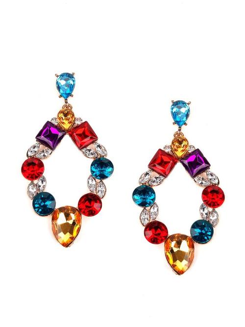 ladies metal earrings multi color - 18345510 - Very Small Image - 1