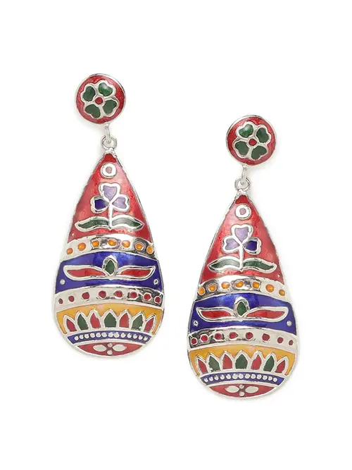 ladies silver plated earrings silver color - 18345516 - Very Small Image - 1