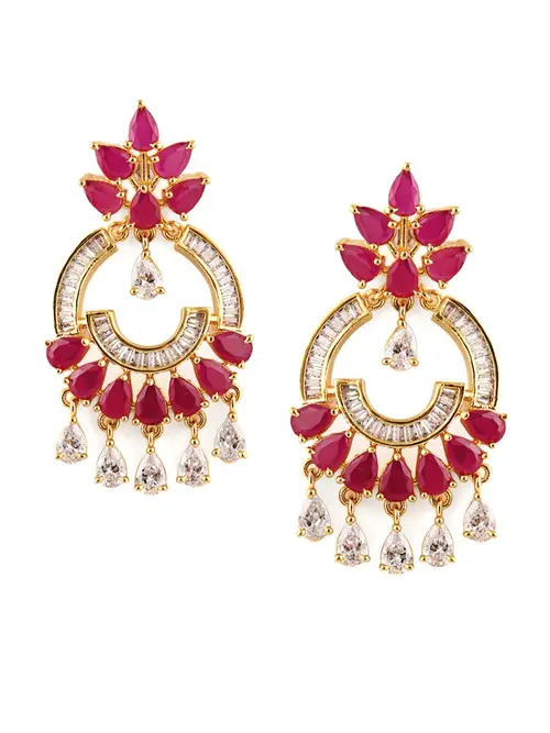 ladies gold plated earrings gold color - 18345518 - Very Small Image - 1