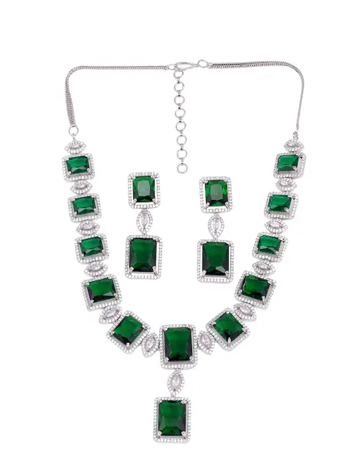 ladies silver plated necklace & earrings - 18345522 - Very Small Image - 1