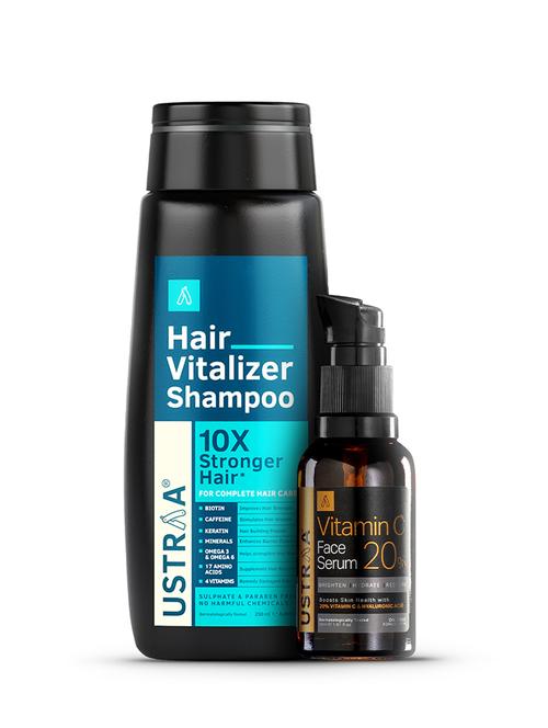 ustraa hair vitalizer shampoo & 20% viatmin c face serum - 30ml - 18345721 - Very Small Image - 1