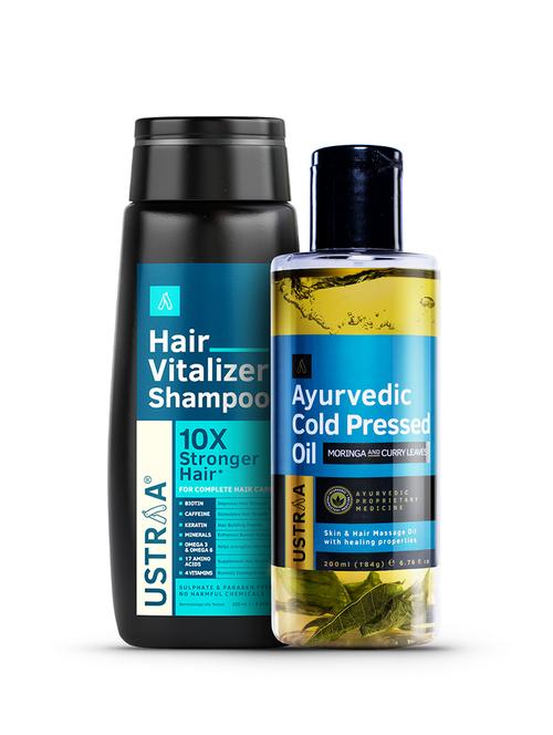 ustraa hair vitalizer shampoo - 250ml & ayurvedic cold pressed oil - 200ml - 18345730 - Very Small Image - 1