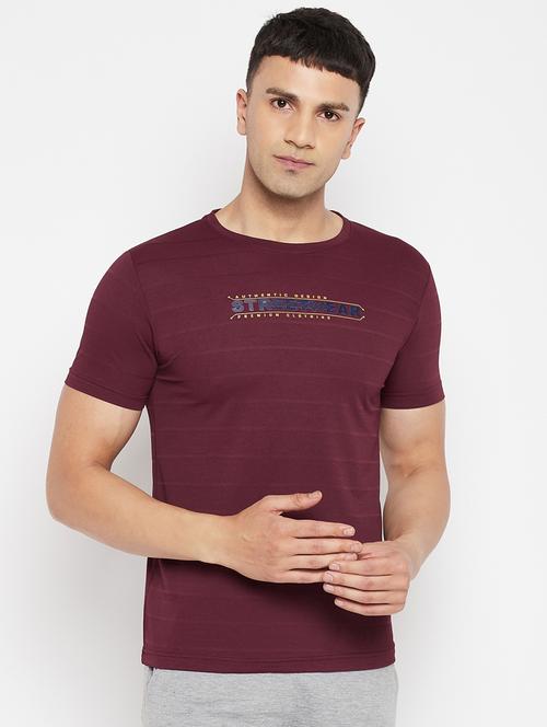 maroon chest-printed t-shirt - 18345757 - Very Small Image - 1