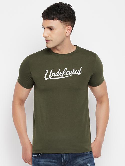 olive green chest-printed t-shirt - 18345787 - Very Small Image - 1