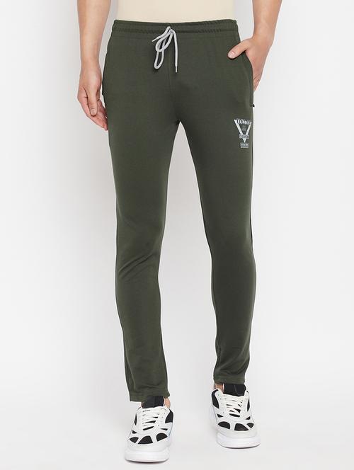 olive-green solid full length track pant - 18345798 - Very Small Image - 1