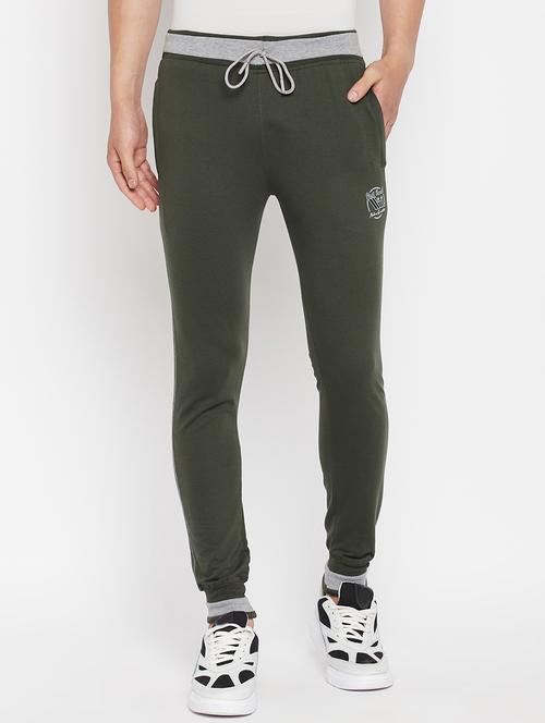 olive-green solid full length track pant - 18345816 - Very Small Image - 1
