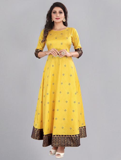 yellow silk blend fit & flare gown - 18345887 - Very Small Image - 1