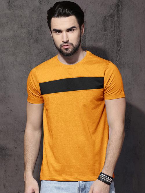 yellow chest-printed t-shirt - 18345957 - Very Small Image - 1