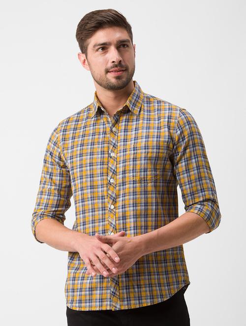 yellow checkered casual shirt - 18346103 - Very Small Image - 1