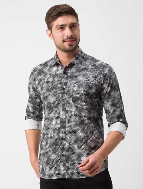 grey printed casual shirt - 18346110 - Very Small Image - 1
