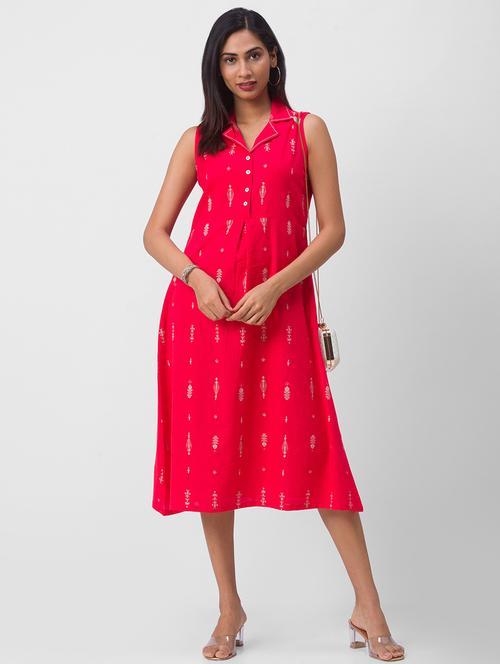 lapel neck printed a-line dress - 18346189 - Very Small Image - 1