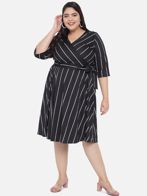 tie front striped a-line dress - 18346383 - Very Small Image - 1