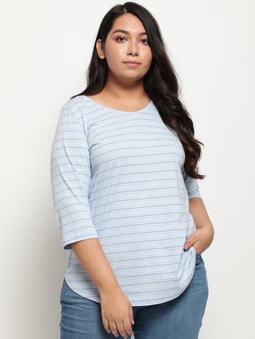 v-neck striped plus tee - 18346391 - Very Small Image - 1