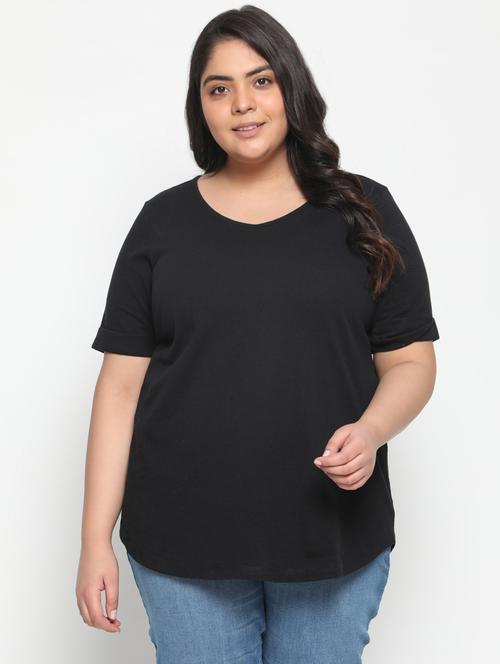 v-neck solid plus tee - 18346395 - Very Small Image - 1