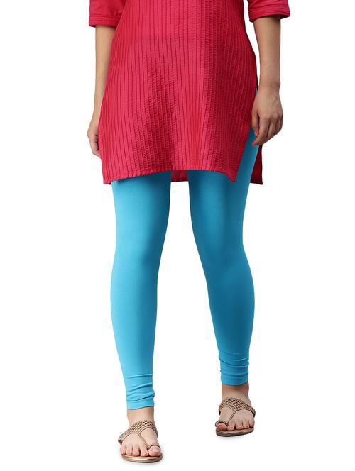 turquoise blue solid legging - 18346430 - Very Small Image - 1
