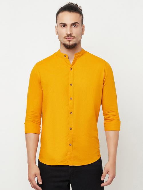 yellow solid casual shirt - 18346522 - Very Small Image - 1