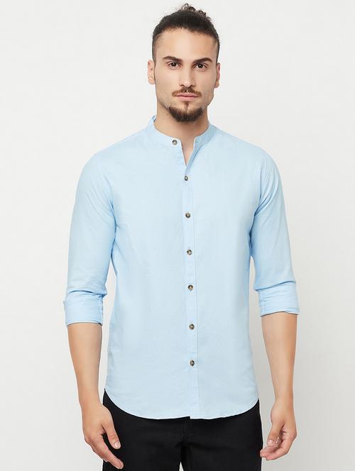 light blue solid casual shirt - 18346526 - Very Small Image - 1