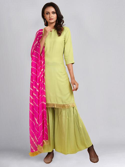 green solid straight kurta - 18346671 - Very Small Image - 1