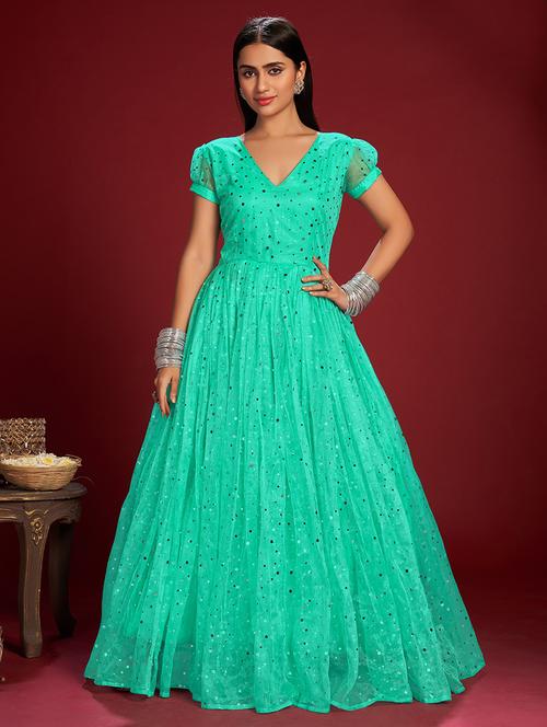 light blue embellished fit & flare gown - 18346746 - Very Small Image - 1