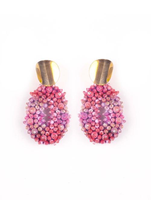 pink metal drop earring - 18346762 - Very Small Image - 1