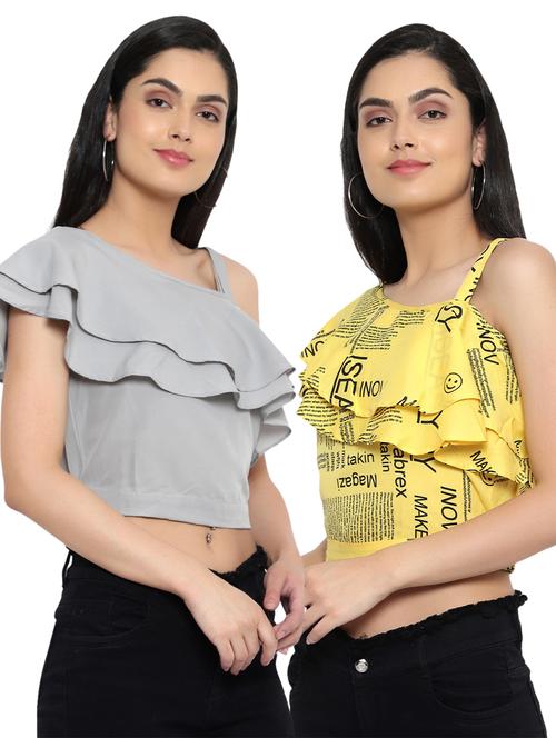 pack of 2 printed crop top - 18346906 - Very Small Image - 1