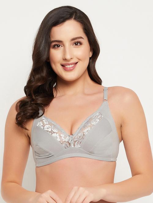 grey lace detail regular bra - 18346945 - Very Small Image - 1