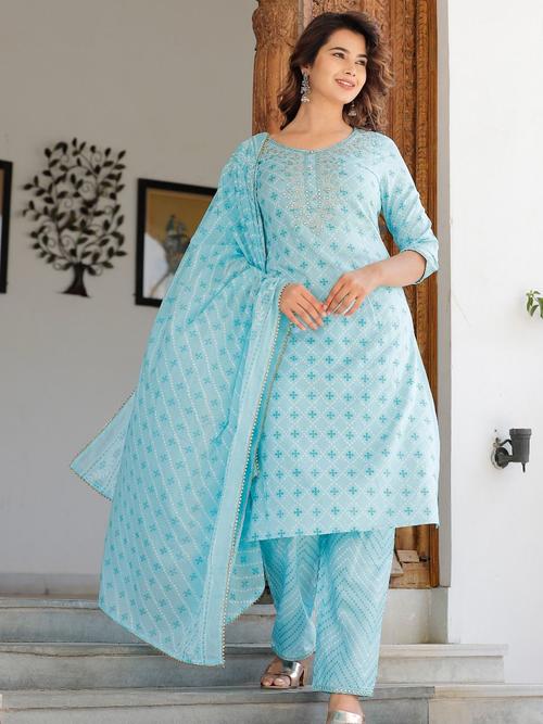 cotton suit with dupatta - 18346990 - Very Small Image - 1