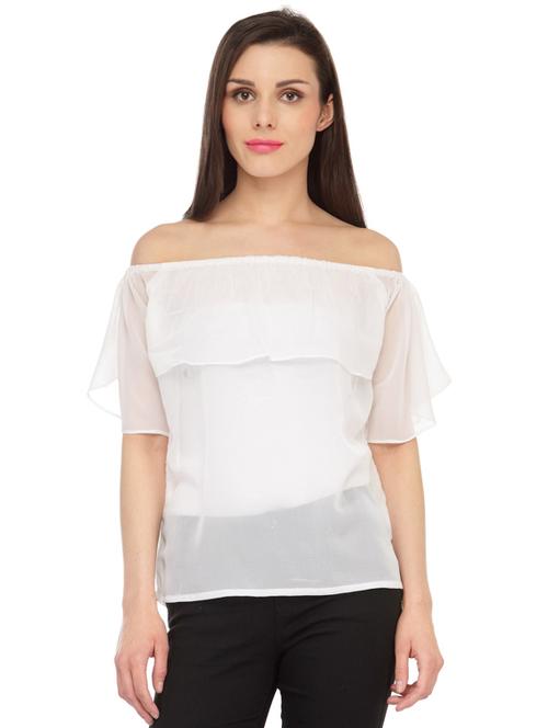 off-shoulder frilled regular top - 18347428 - Very Small Image - 1