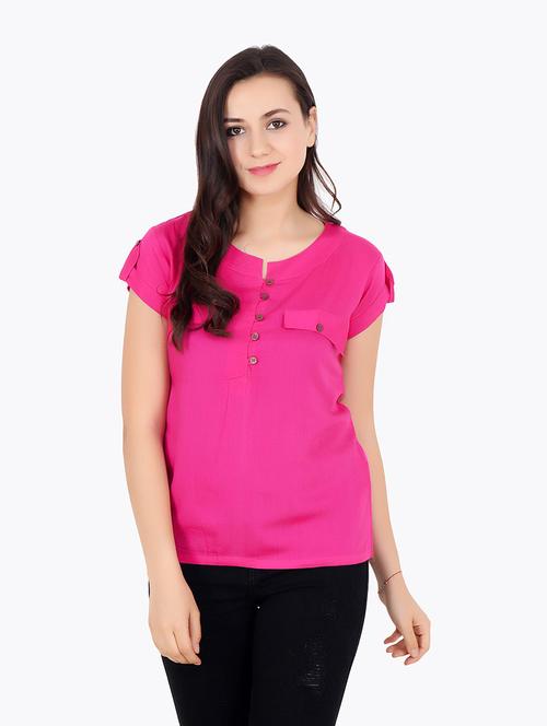 round neck solid top - 18347527 - Very Small Image - 1