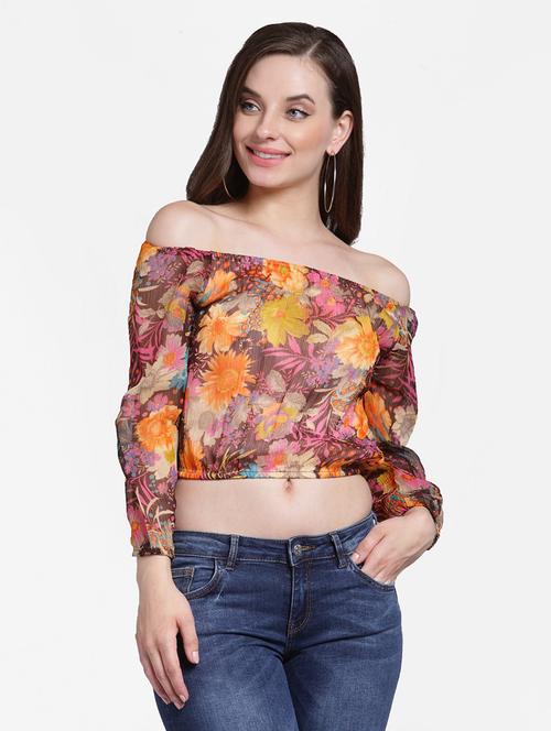 off shoulder floral top - 18347531 - Very Small Image - 1