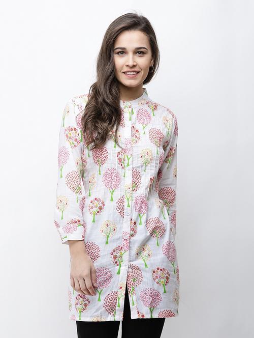mandarin neck printed tunic - 18347622 - Very Small Image - 1