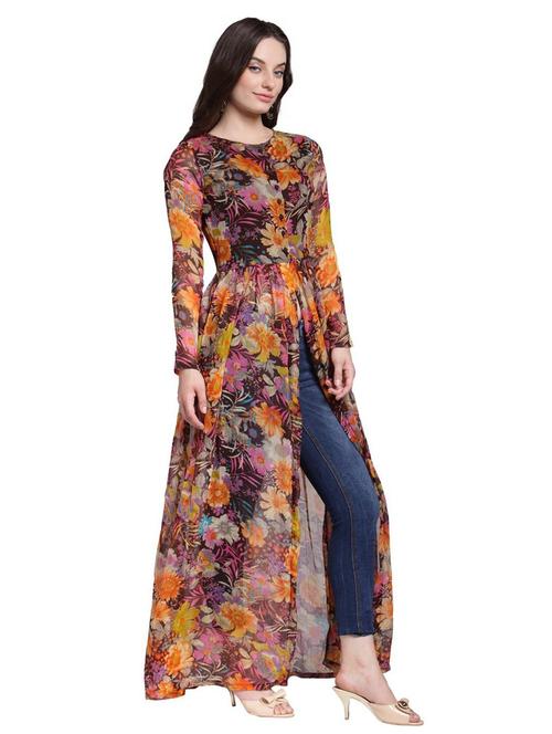 front slit floral tunic - 18347733 - Very Small Image - 1