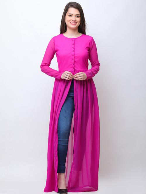 front slit solid maxi tunic - 18347834 - Very Small Image - 1
