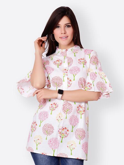 bell-sleeved printed regular tunic - 18347836 - Very Small Image - 1