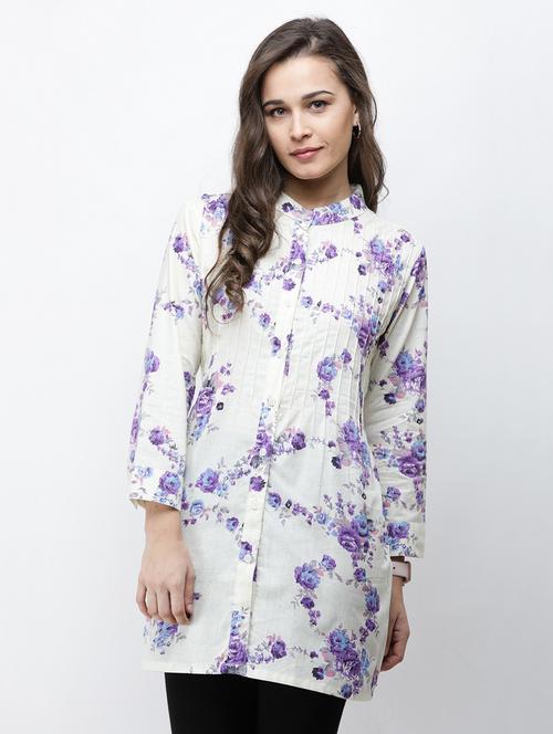 long-sleeved printed regular tunic - 18347847 - Very Small Image - 1