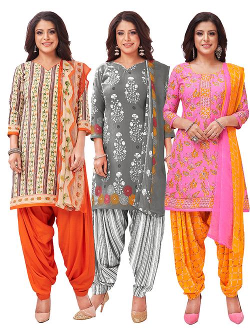 set of 3 unstitched suit set - 18348816 - Very Small Image - 1