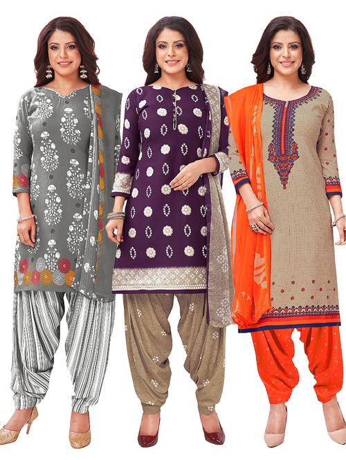 set of 3 unstitched suit set - 18348826 - Very Small Image - 1