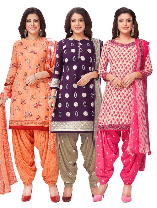 multi colored synthetic unstitched suit - 18348841 - Very Small Image - 1