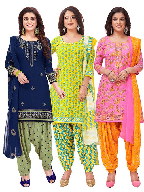 multi colored synthetic unstitched suit - 18348866 - Very Small Image - 1