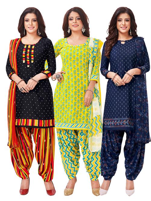 set of 3 unstitched suit set combos - 18348877 - Very Small Image - 1
