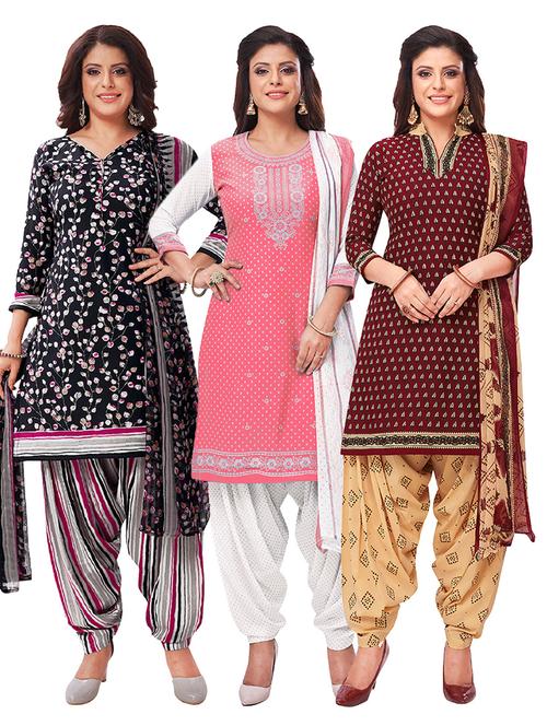 multi colored synthetic unstitched suit - 18348938 - Very Small Image - 1