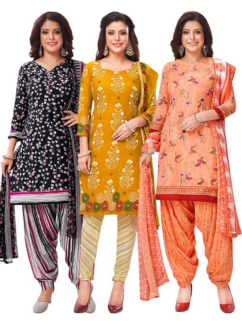 multi colored synthetic unstitched suit - 18348941 - Very Small Image - 1