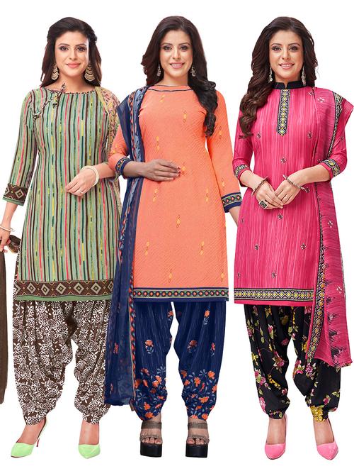 multi colored synthetic unstitched suit - 18348962 - Very Small Image - 1